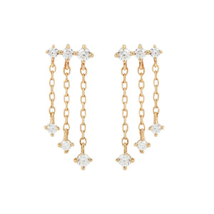 925 Silver Tassel CZ Charms Studs Small Cartilage Earrings