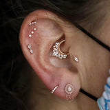 925 Silver Tassel CZ Charms Studs Small Cartilage Earrings