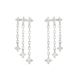 925 Silver Tassel CZ Charms Studs Small Cartilage Earrings