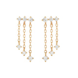 925 Silver Tassel CZ Charms Studs Small Cartilage Earrings