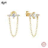 925 Sterling Silver Clear Zircon Tassel Earrings for Women