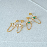 925 Sterling Silver Clear Zircon Tassel Earrings for Women