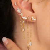 925 Silver Tassel Dangle Earrings Water Drop Zircon Charm Long Earrings