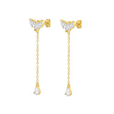 925 Silver Tassel Dangle Earrings Water Drop Zircon Charm Long Earrings
