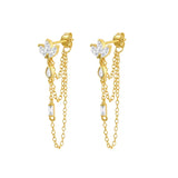 925 Silver Tassel Dangle Earrings Water Drop Zircon Charm Long Earrings