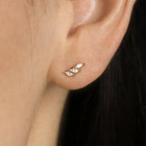 925 Silver Oval Zircon Earring Climber Crystal Stud Fine Jewelry Pendientes