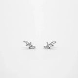 925 Silver Oval Zircon Earring Climber Crystal Stud Fine Jewelry Pendientes