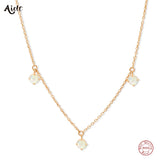 925 Silver Opal Charms Necklace Set for Women