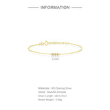 925 Silver Zircon Beads Chain Bracelets Women Thin Stackable Bracelet