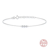 925 Silver Zircon Beads Chain Bracelets Women Thin Stackable Bracelet