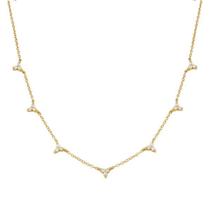 925 Silver Triple Zircons Necklaces for Women