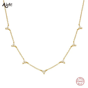 925 Silver Triple Zircons Necklaces for Women