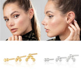 925 Silver Tiny Stud Earrings Zircon Snake Lightning Moon Star Butterfly Ear Stu