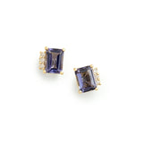 925 Silver Ocean Square Zircon Stud Earrings Crystal Pave Piercing Stud