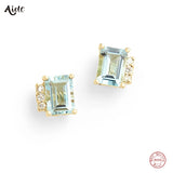 925 Silver Zircon Stud Earrings Crystal Pave Piercing Stu