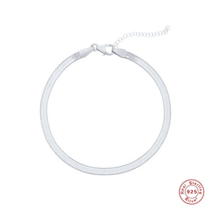 925 Silver Snake Chain Bracelet Women's Jewelry Gift 18K Plated Stackable