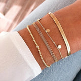925 Silver Snake Chain Bracelet Women's Jewelry Gift 18K Plated Stackable