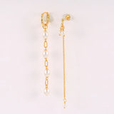 925 Silver Pearl Long Dangle Earrings Double Circle Wedding Party Jewelry
