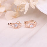 925 Silver Zircon Flower Stud Earrings Retro U Shape Hollow Ear Clip