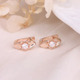 925 Silver Zircon Flower Stud Earrings Retro U Shape Hollow Ear Clip
