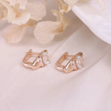 925 Silver Zircon Flower Stud Earrings Retro U Shape Hollow Ear Clip