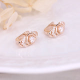 925 Silver Zircon Flower Stud Earrings Retro U Shape Hollow Ear Clip