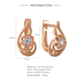 925 Silver Zircon Flower Stud Earrings Retro U Shape Hollow Ear Clip