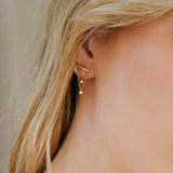 Sterling Silver Double Chain Tassel Zircon Dangle Earrings