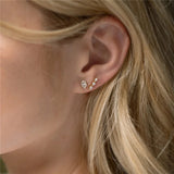 925 Silver Triple Water Drop Zircon Stud Earrings for Women