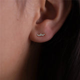 925 Silver Triple Water Drop Zircon Stud Earrings for Women