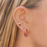 925 Silver Triple Water Drop Zircon Stud Earrings for Women