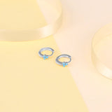 925 Silver Turquoise Hoop Earrings CZ Twist Beads Huggie Earrings