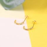925 Silver Turquoise Hoop Earrings Cubic Zirconia Twist Circle Huggie Earrings