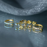 925 Silver Turquoise Zircon Stud Earrings Colorful Crystal Pave Circle