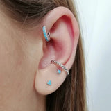 925 Silver Turquoise Zircon Stud Earrings Colorful Crystal Pave Circle