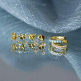 925 Silver Turquoise Zircon Stud Earrings Colorful Crystal Pave Circle