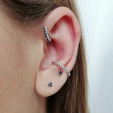 925 Silver Turquoise Zircon Stud Earrings Colorful Crystal Pave Circle