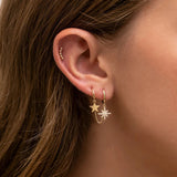 925 Silver Circle Hoop Earrings Zircon Star Tassel Huggie Earring