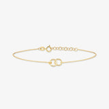 925 Silver Double Circle Charm Bracelet Twisted & Smooth Hoops Stackable