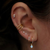 925 Silver Double Layer Zircon Orbital Cartilage Hoop Ear Cuff