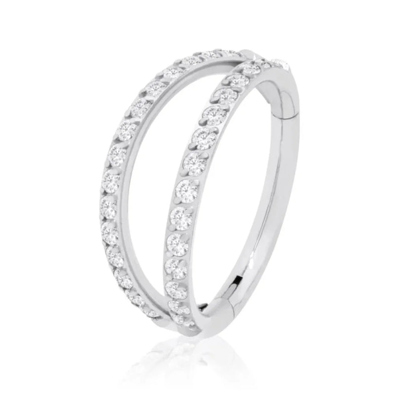 925 Silver Double Layer Zircon Orbital Cartilage Hoop Ear Cuff