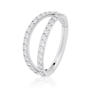 925 Silver Ear Cuff 3-Layer Zircon Cartilage Hoop