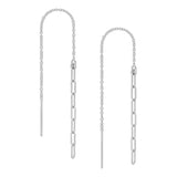925 Silver Chain Splicing Dangle Earrings Rock Punk Threader Gift