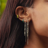 925 Silver Chain Splicing Dangle Earrings Rock Punk Threader Gift