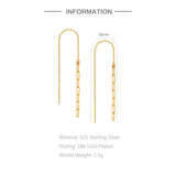 925 Silver Chain Splicing Dangle Earrings Rock Punk Threader Gift