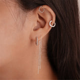 925 Silver Chain Splicing Dangle Earrings Rock Punk Threader Gift