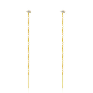 925 Silver Vintage Long Tassel Dangle Earrings CZ Zircon Minimalist Jewelry