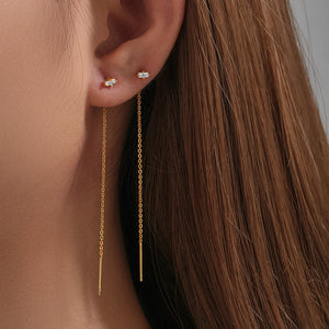 925 Silver Vintage Long Tassel Dangle Earrings CZ Zircon Minimalist Jewelry