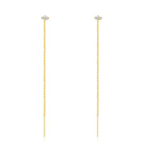 925 Silver Vintage Long Tassel Dangle Earrings CZ Zircon Minimalist Jewelry