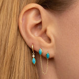 925 Silver Vintage Turquoise Oval Stone Pendant Earrings Double Studs Chain